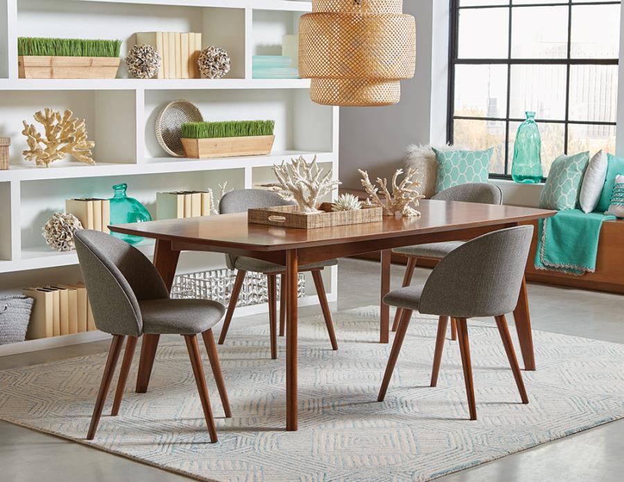 Complete Dining Table Set w/ Grey Fabric Side Chairs