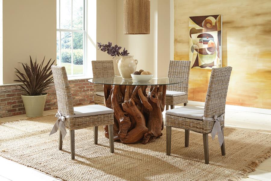 Complete Dining Set w/ Kubu Woven Side Chairs