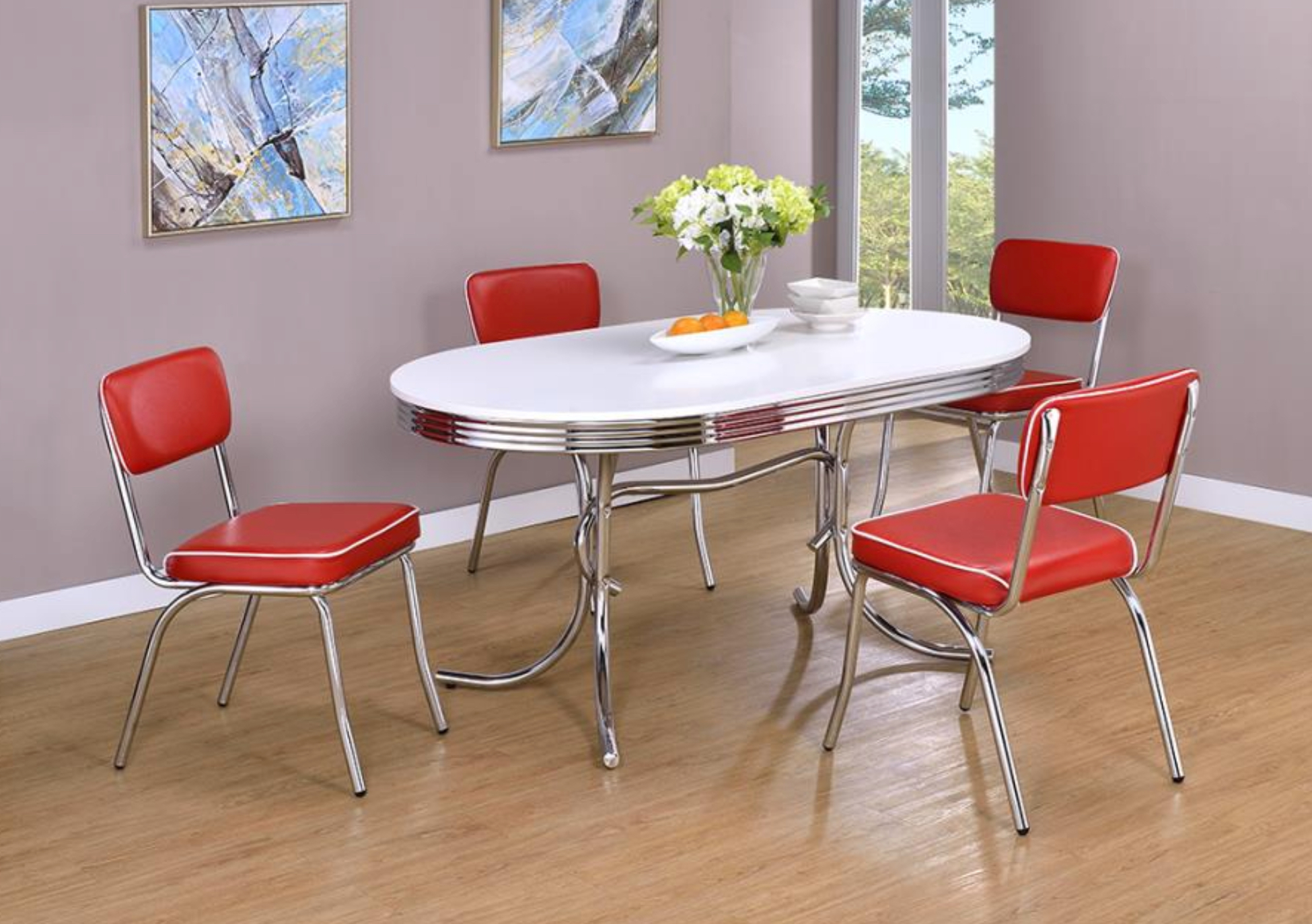 Table Set with Red Chairs