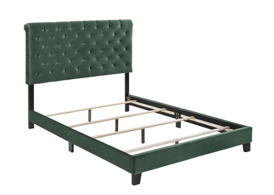 Green Velvet Upholstered Bed Frame
