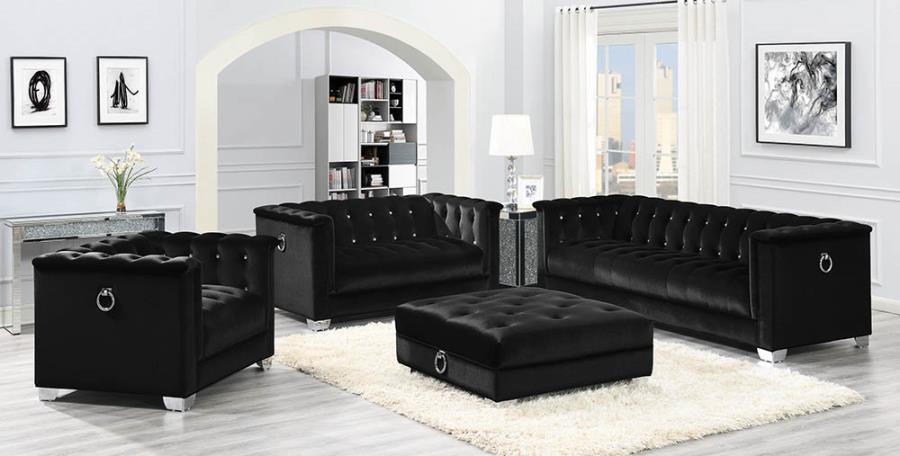 Black Velvet Complete Sofa Set