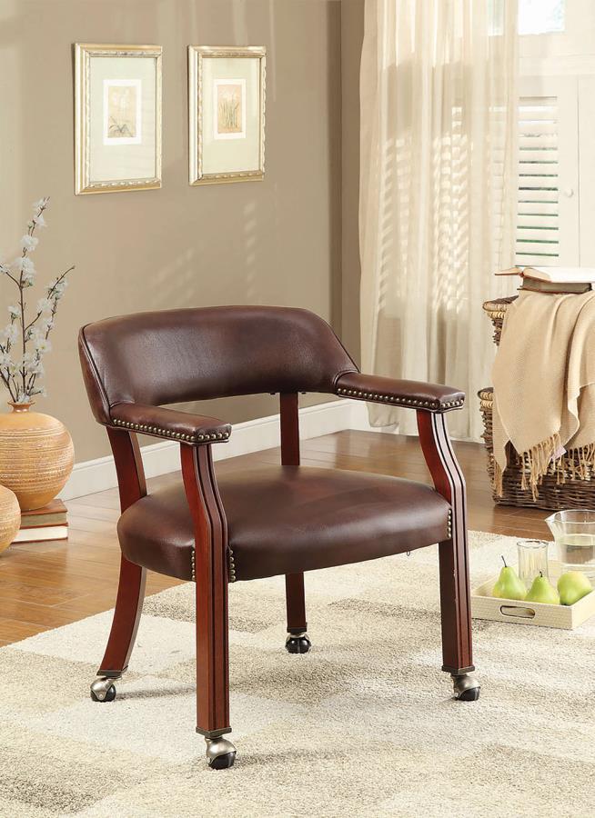Brown Leatherette Rolling Chair