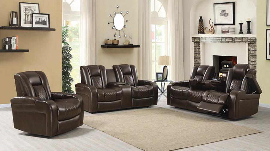 Brown Complete Power Motion Reclining Sofa Set