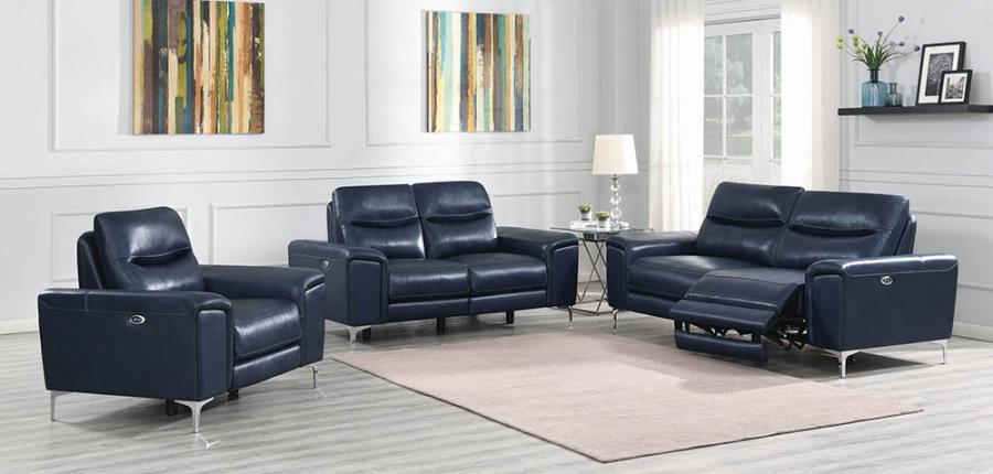 Ink Blue Complete Power Motion Sofa Set