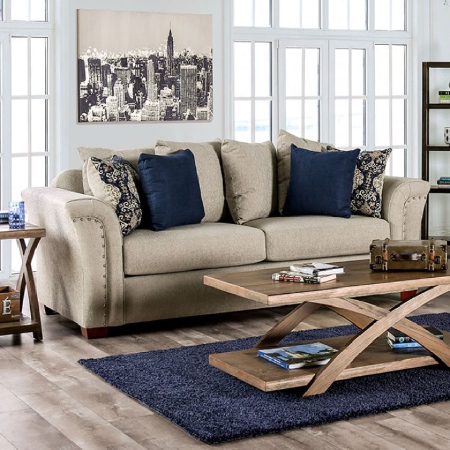 Beige/Navy Sofa 
