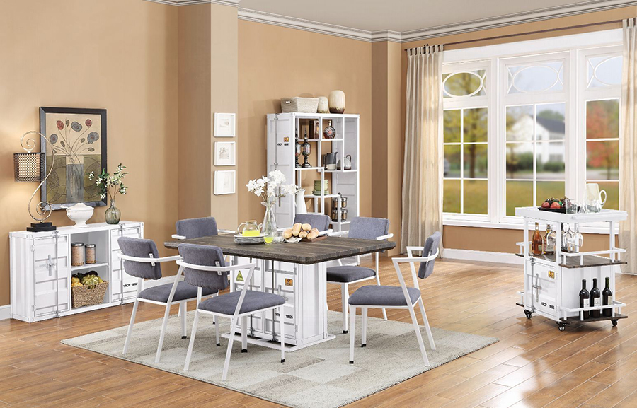 White Complete Dining Table Set