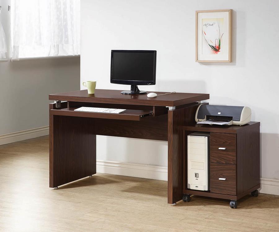 Medium Oak 2 Drawer CPU Stand w/ Computer Desk