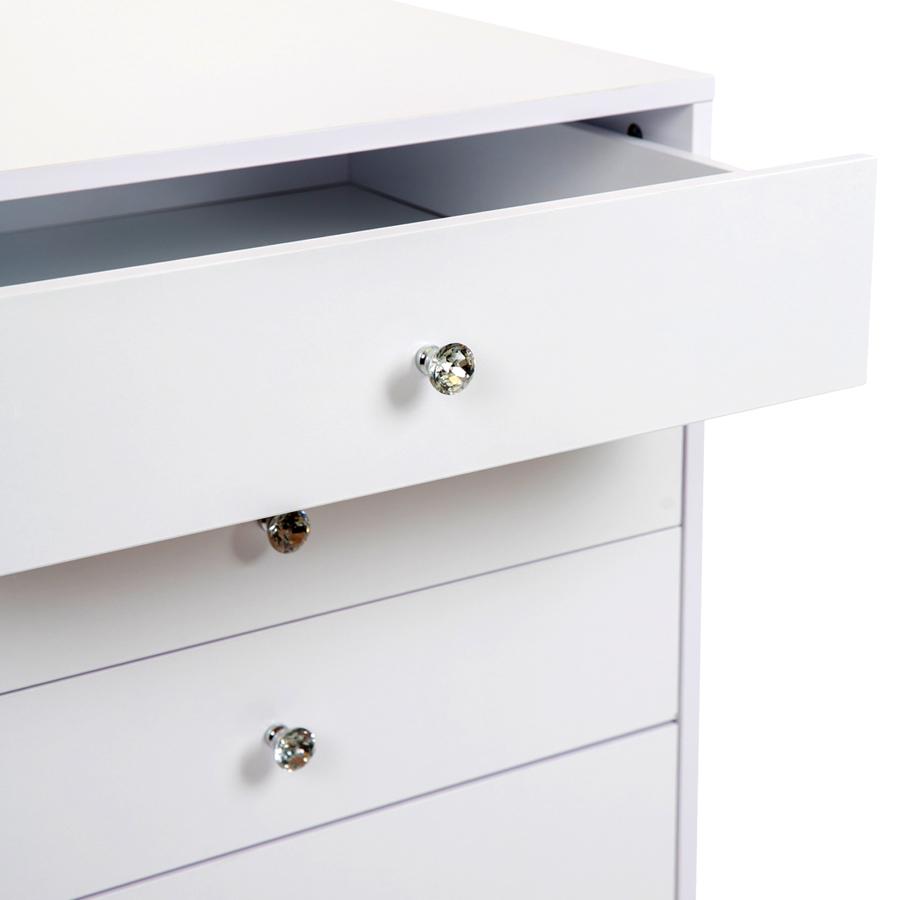 Bright White 6-Drawer Chest w/ Drawers Opened