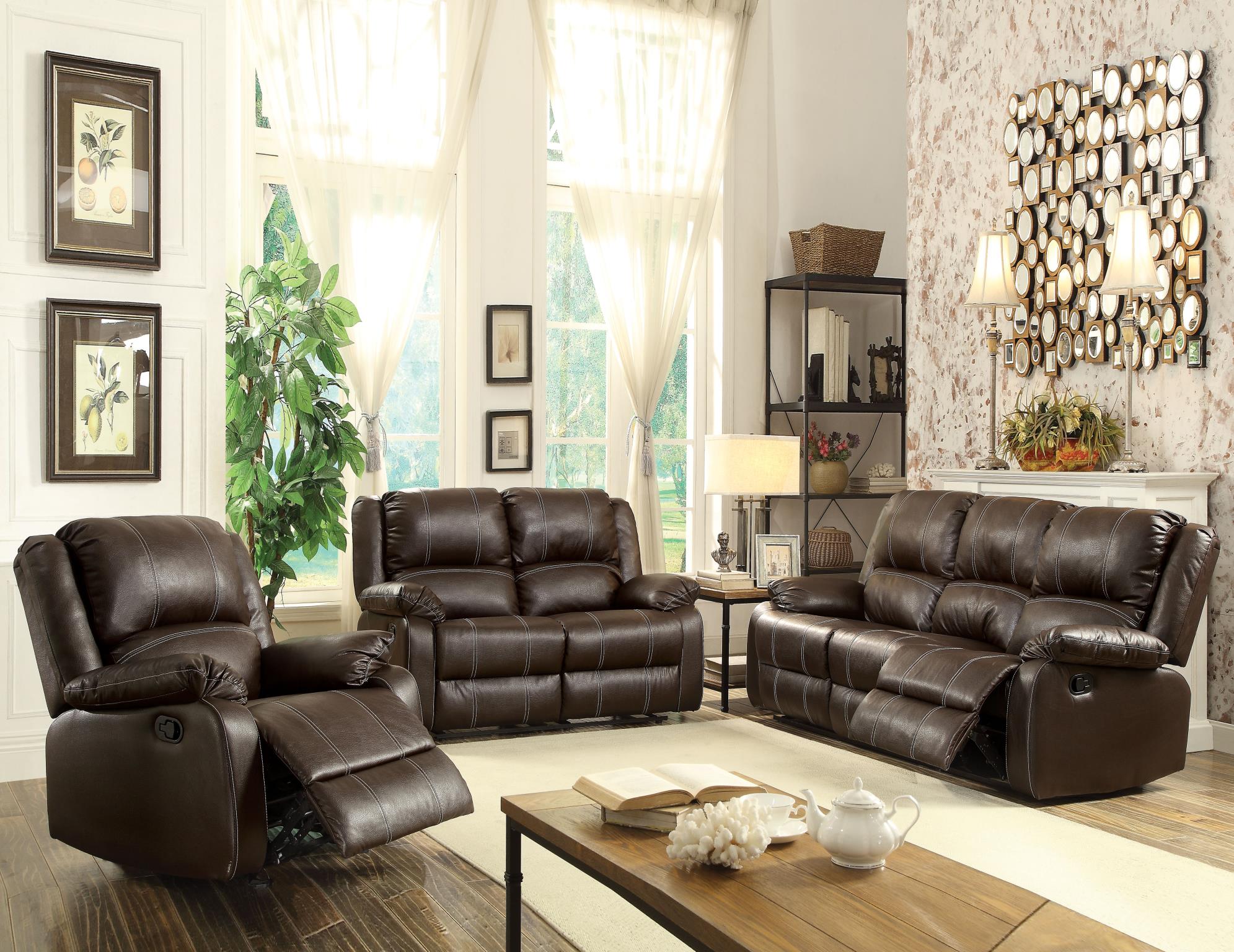 Brown Complete Motion Recliner Sofa Set