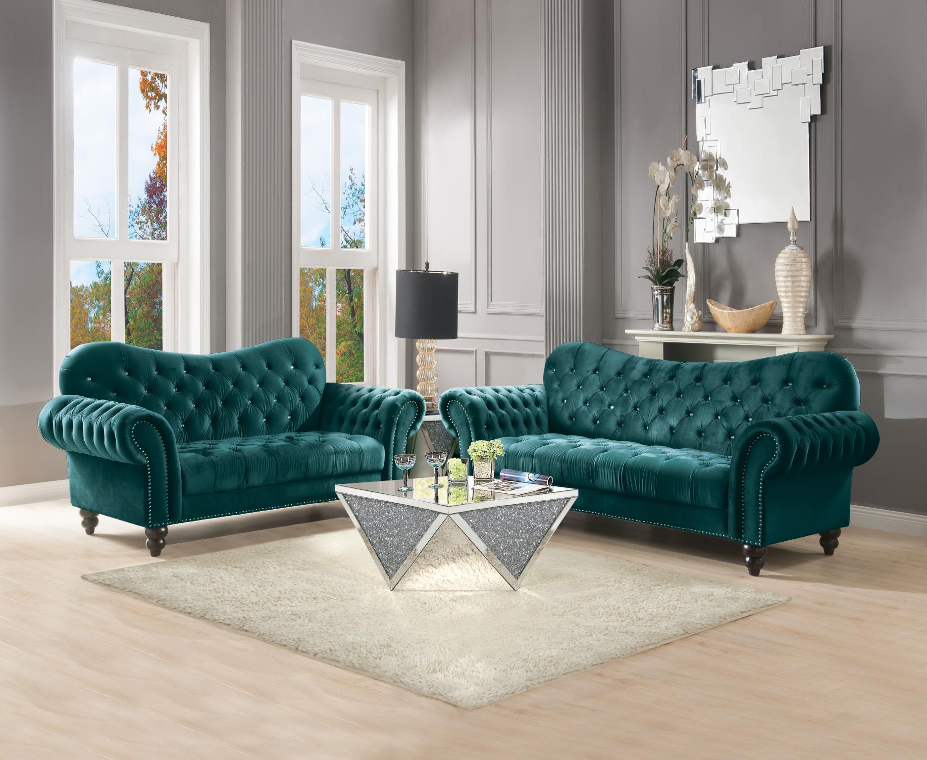 Green Velvet Complete Sofa Set