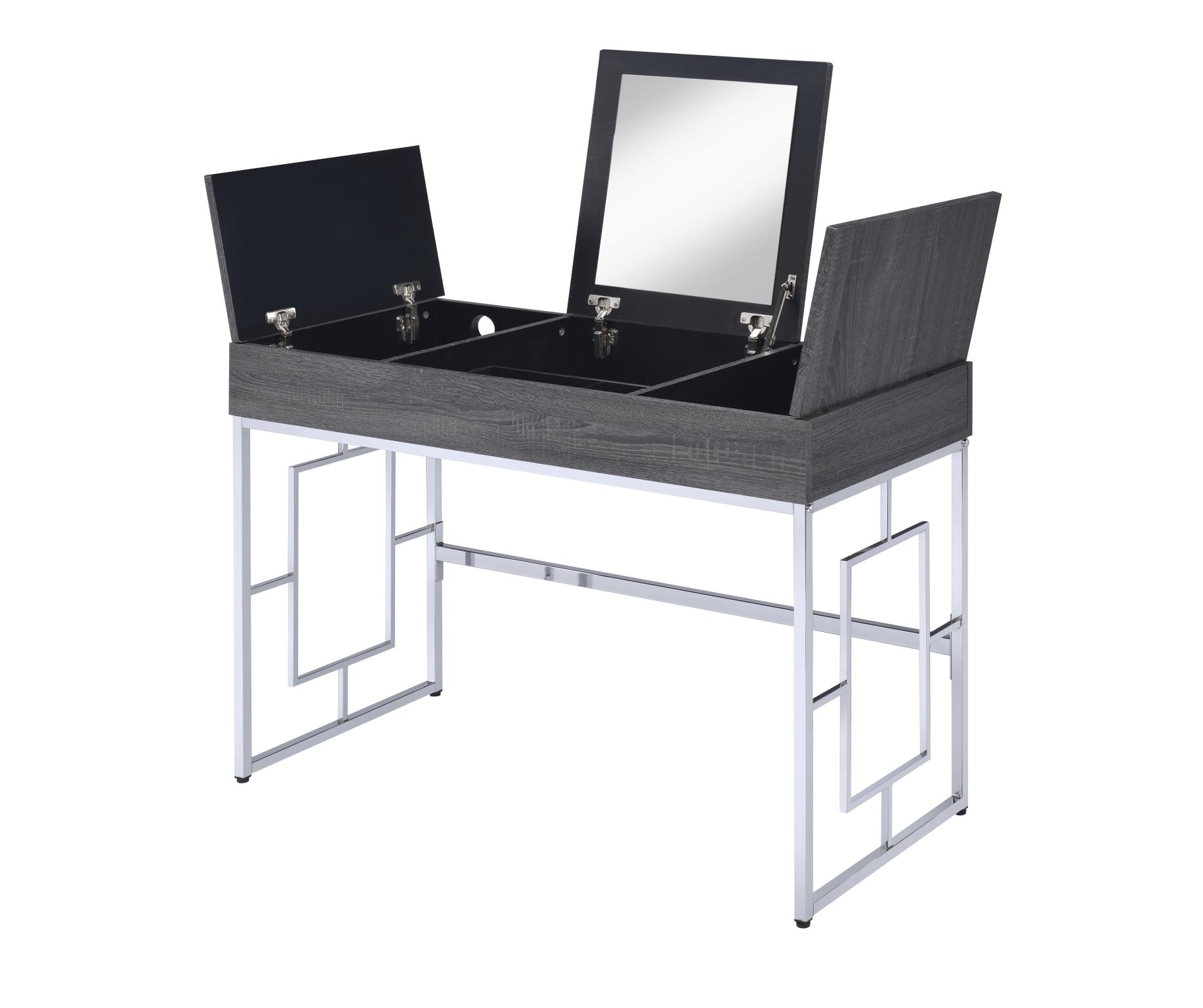 Black Oak Vanity Desk Lift Top Storage