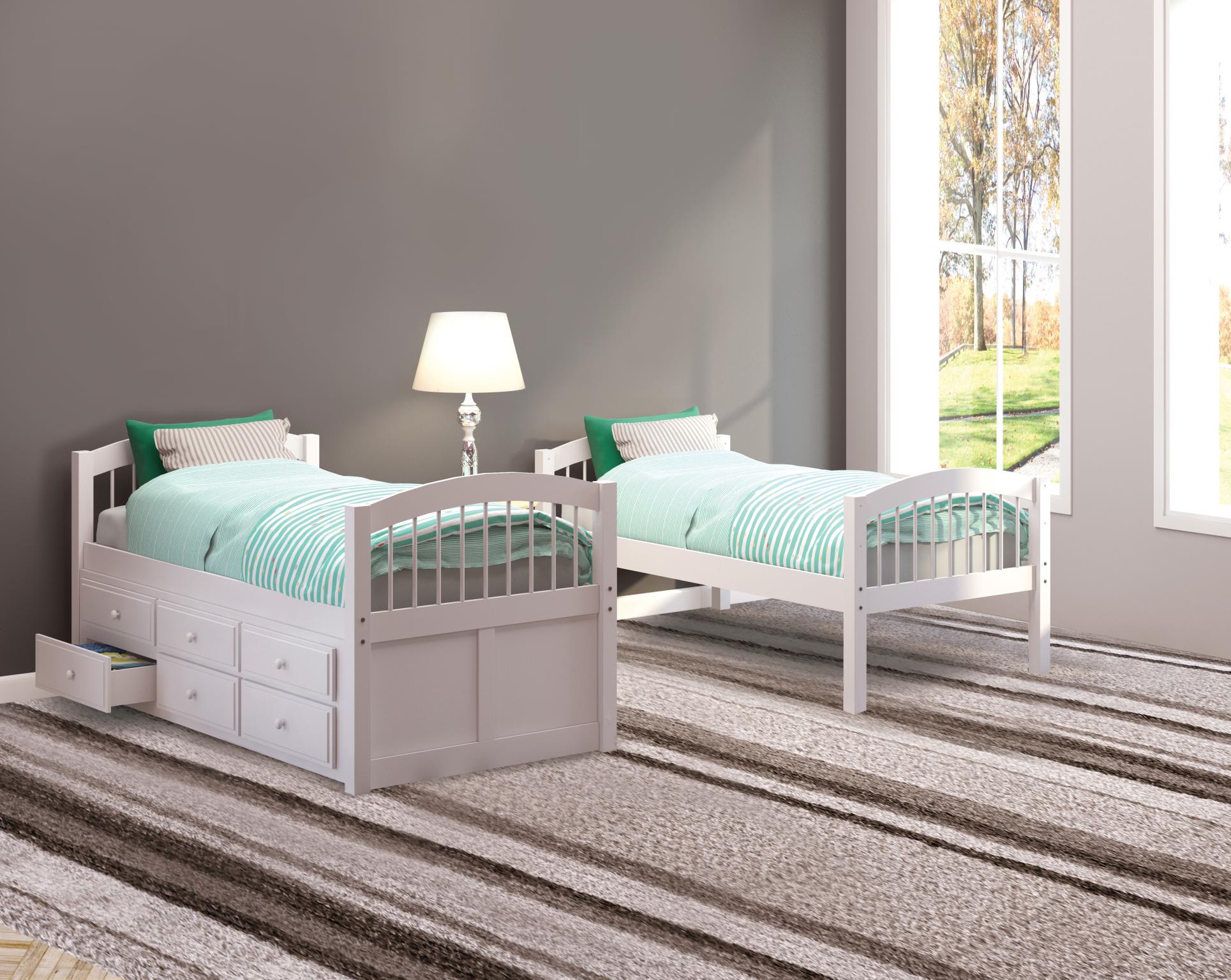 White Twin/Twin Bunk Beds Used Separately