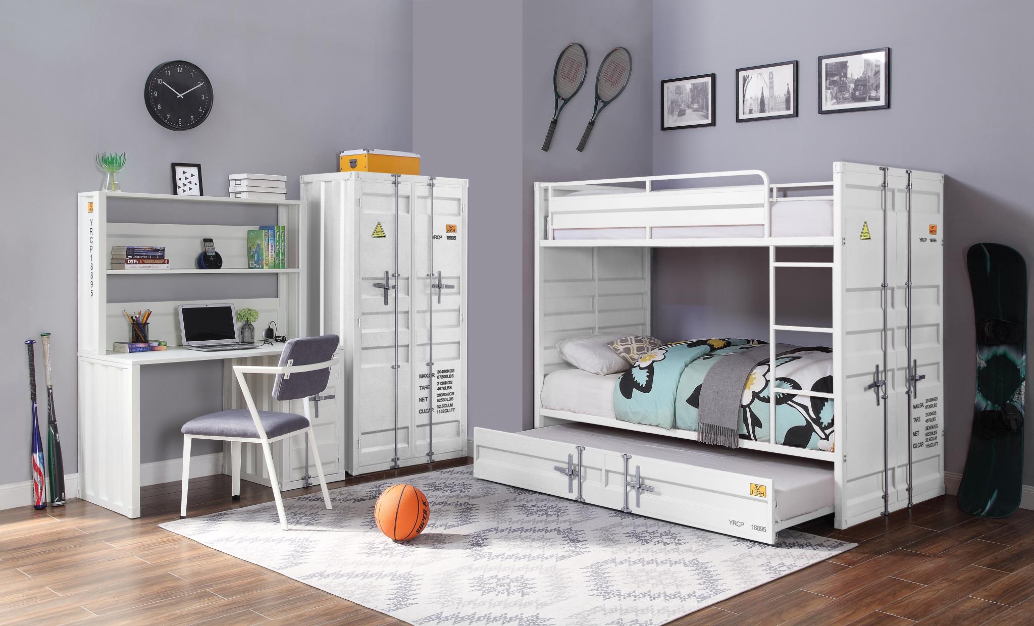 White Complete Industrial Bunk Bed Set