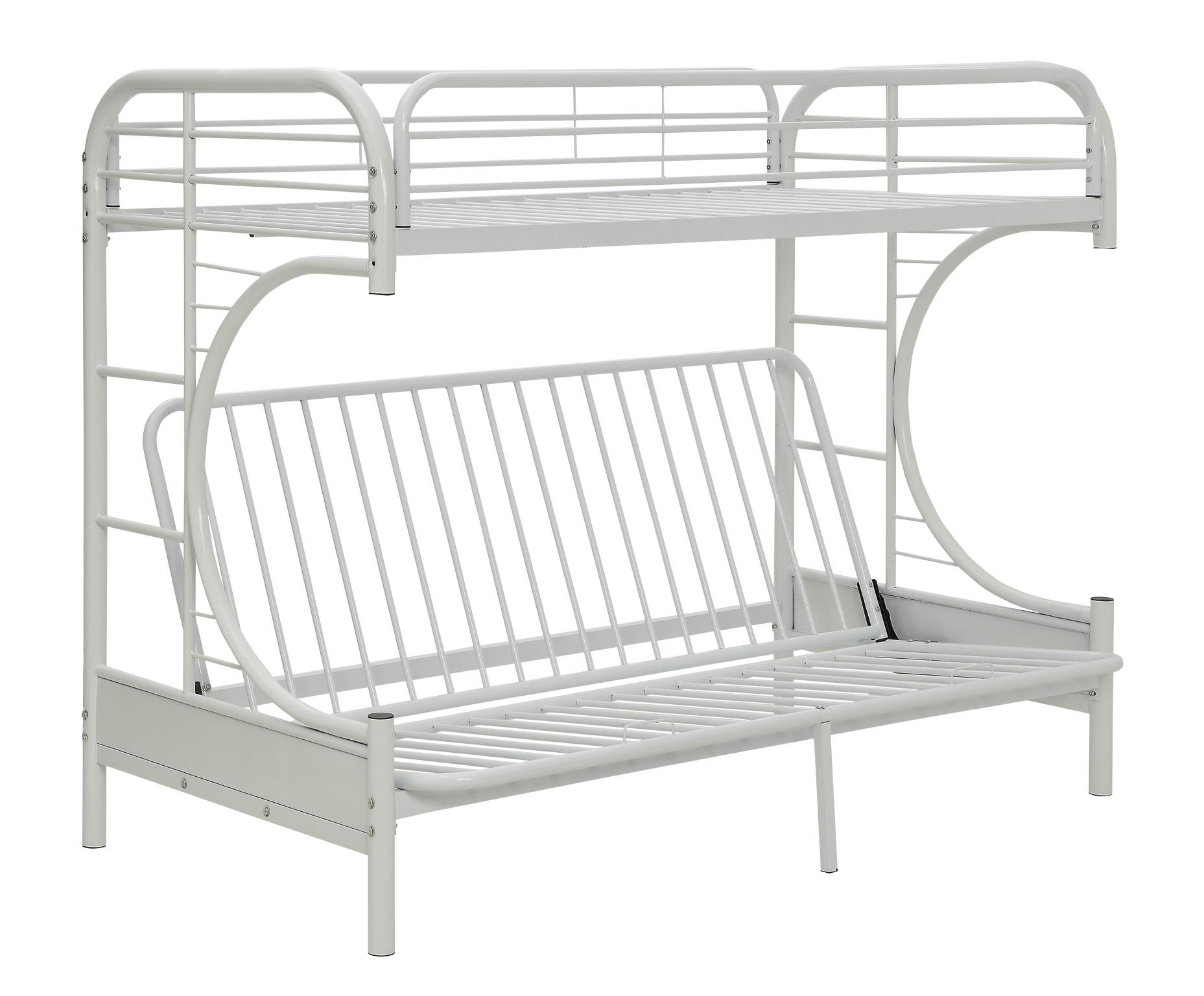 White Twin XL/Queen Futon Bunk Bed Angle 