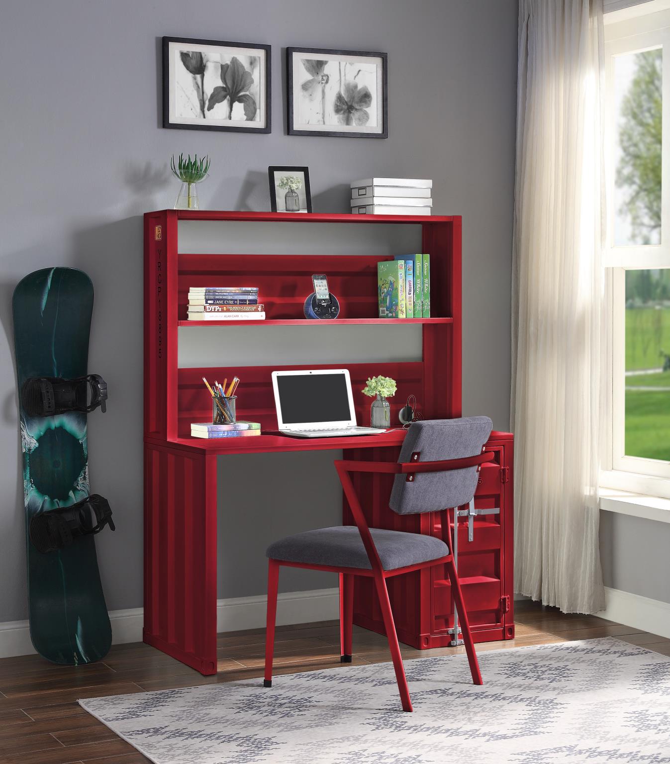 Red Complete Desk & Hutch