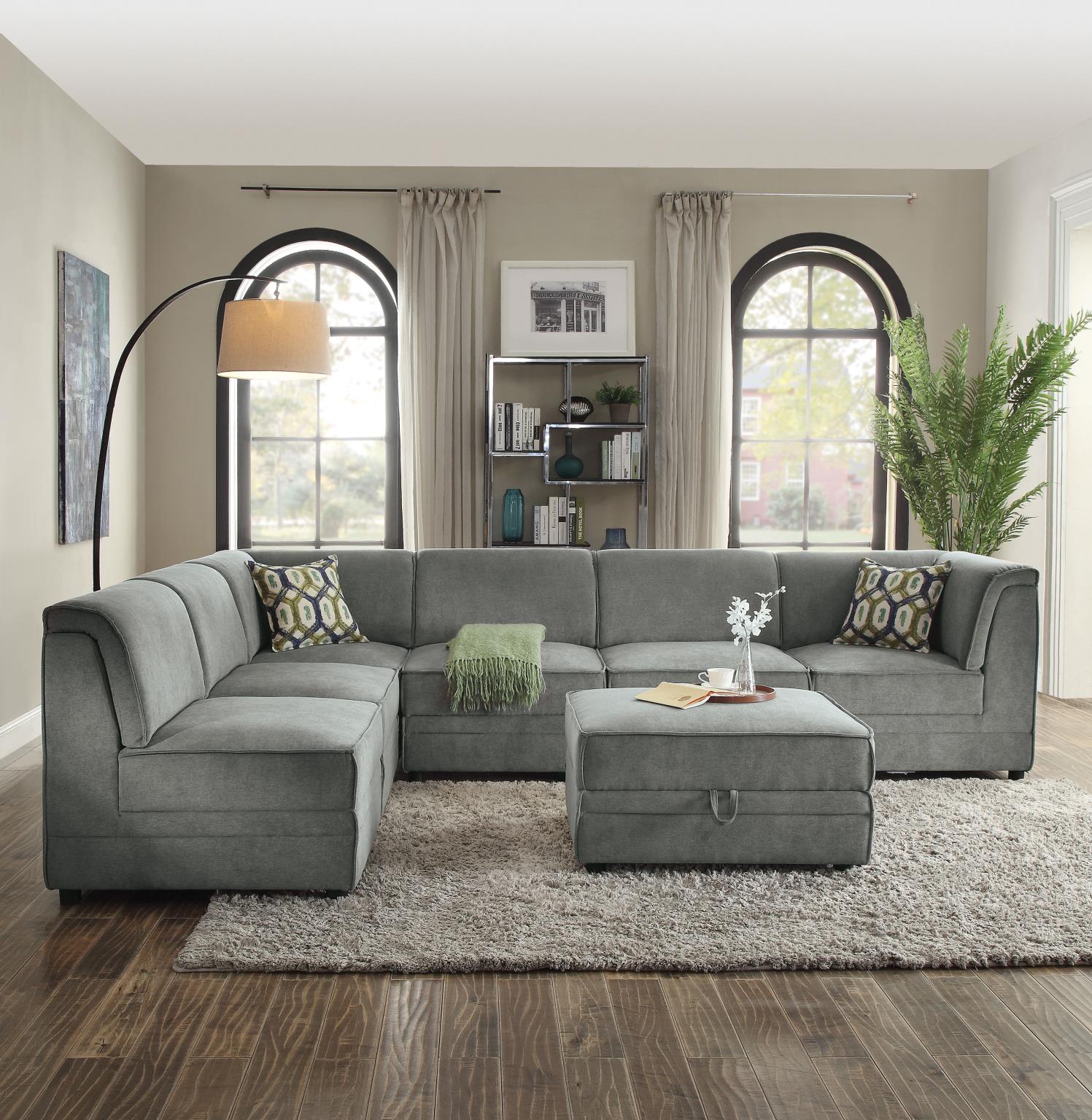 Complete Sectional Sofa w/ 4 Armless Chairs, 2 Corners, and 1 Ottoman