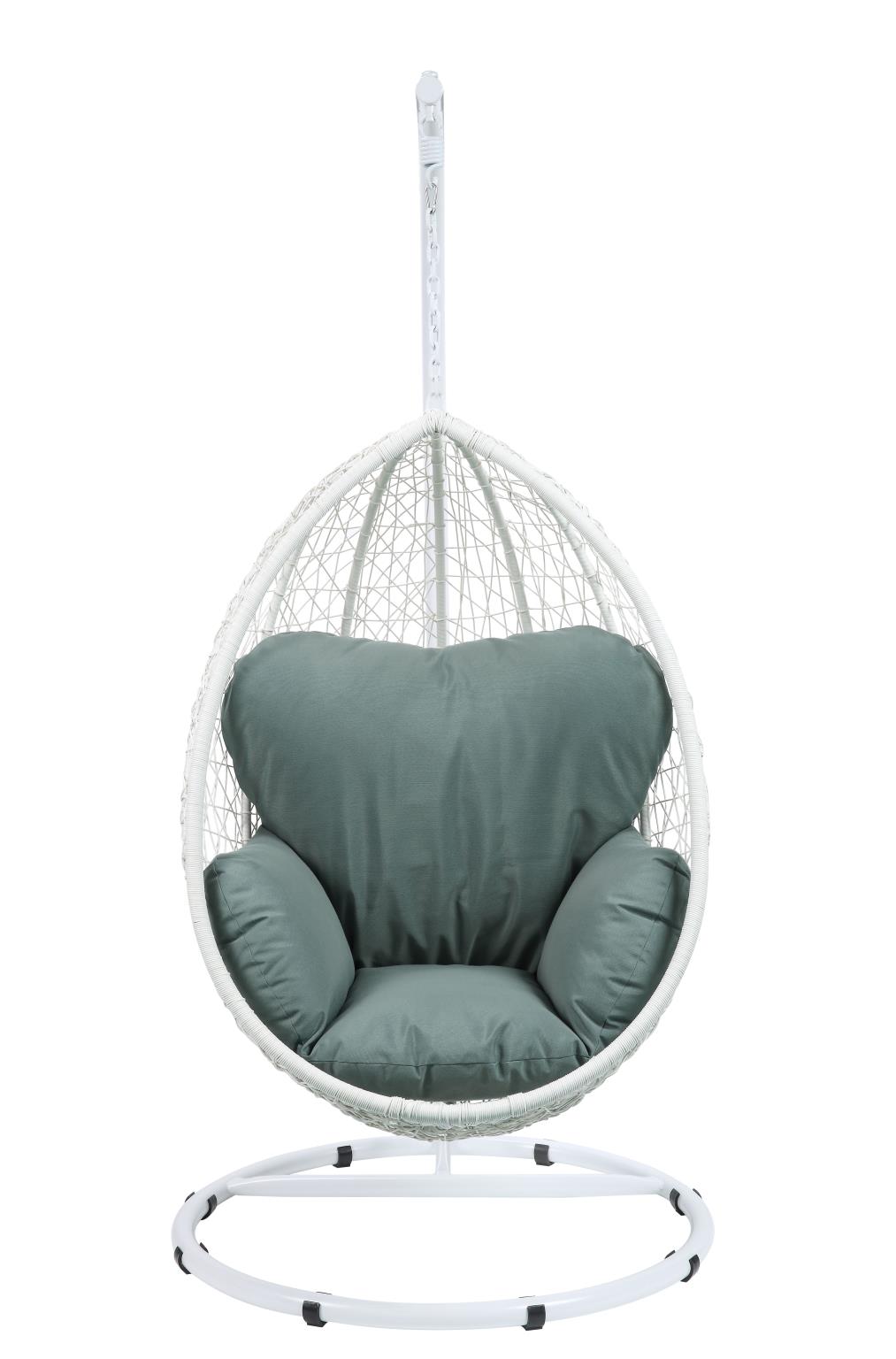 White Wicker Patio Swing Chair Front