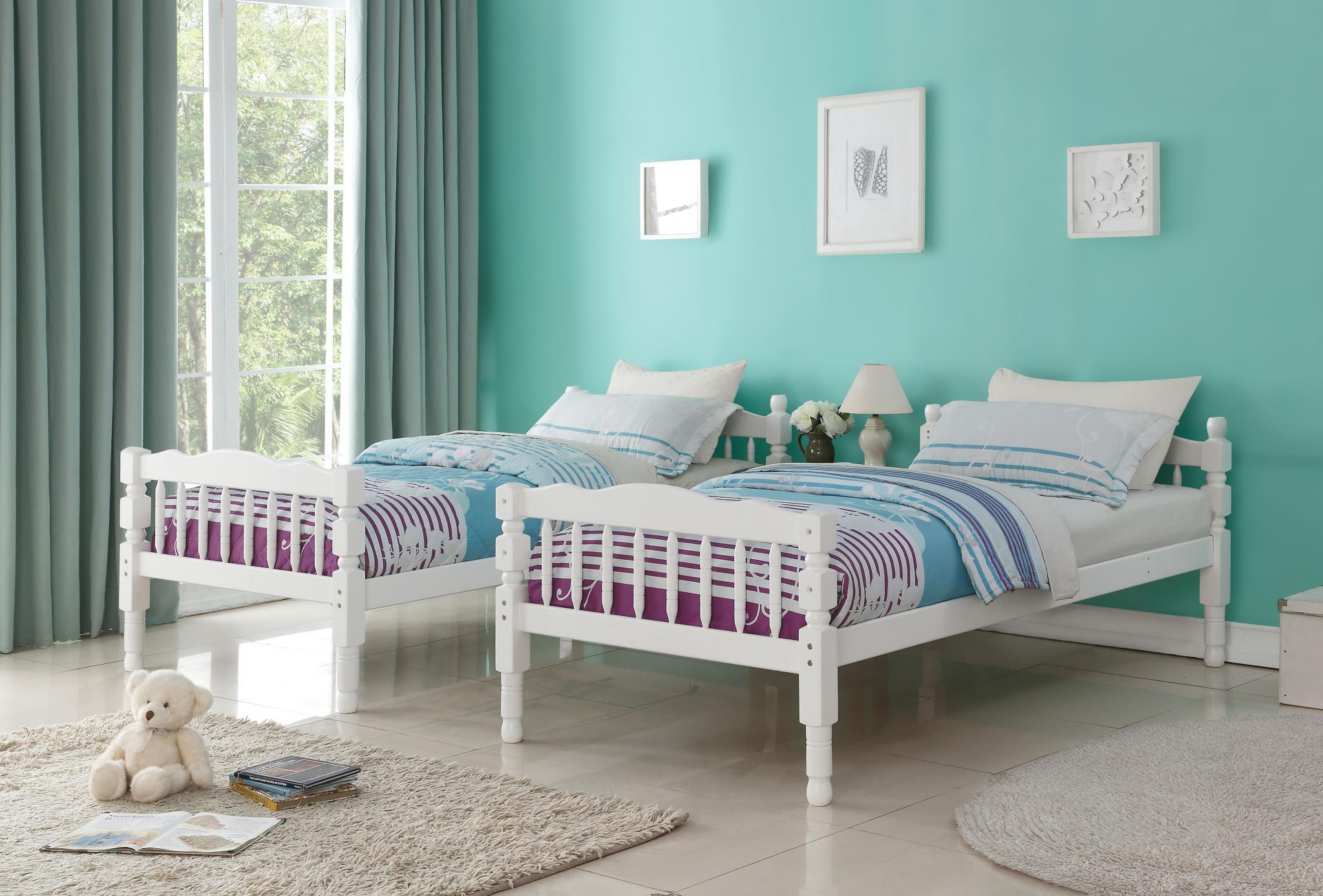 White Separate Twin Beds 