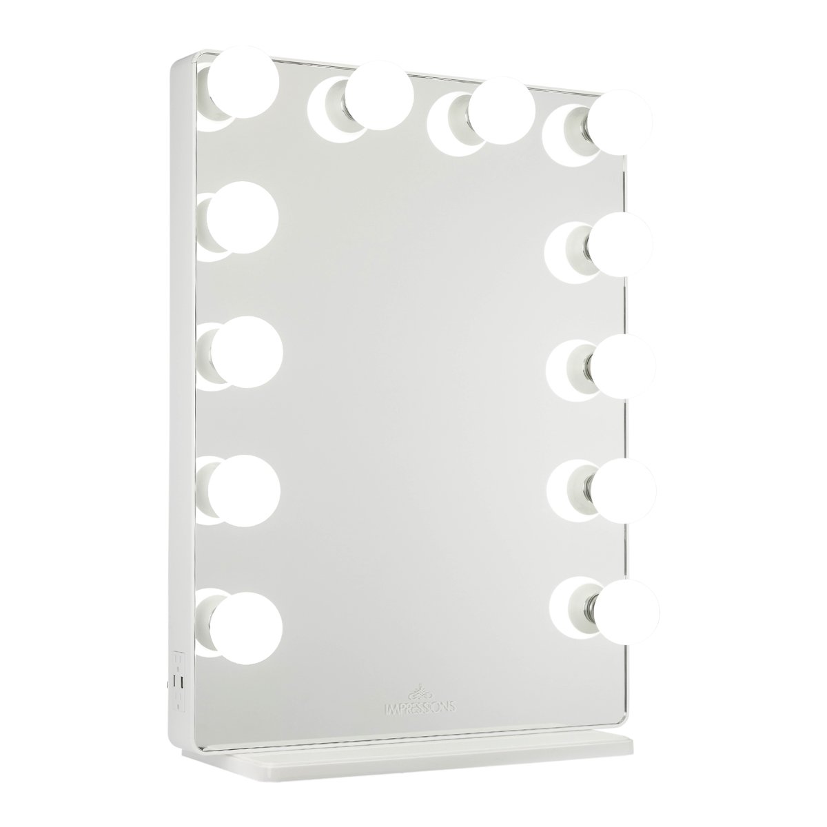 White Vanity Mirror w/ Frosted LED Light Bulbs