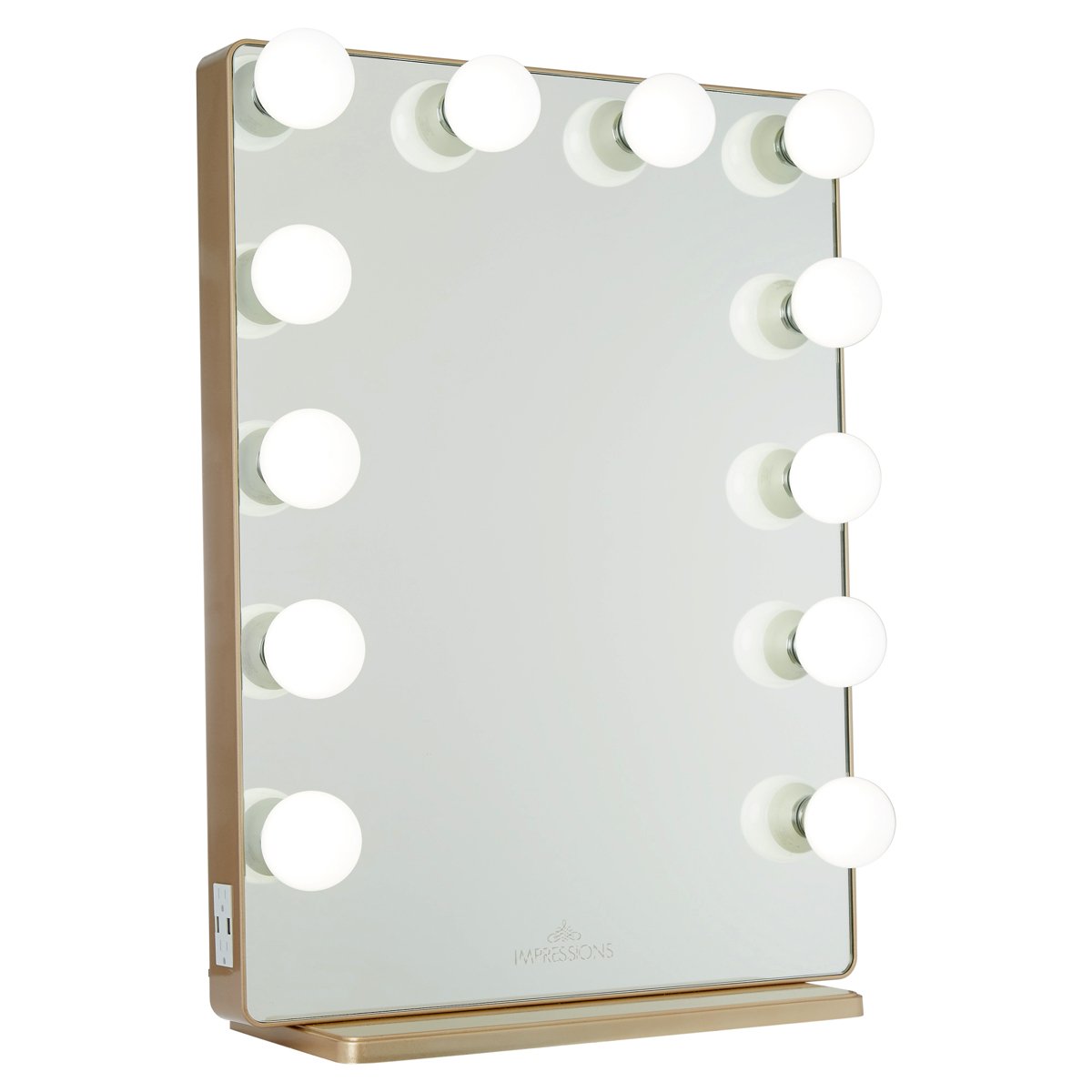 Champagne Gold Vanity Mirror w/ Frosted LED Light Bulbs