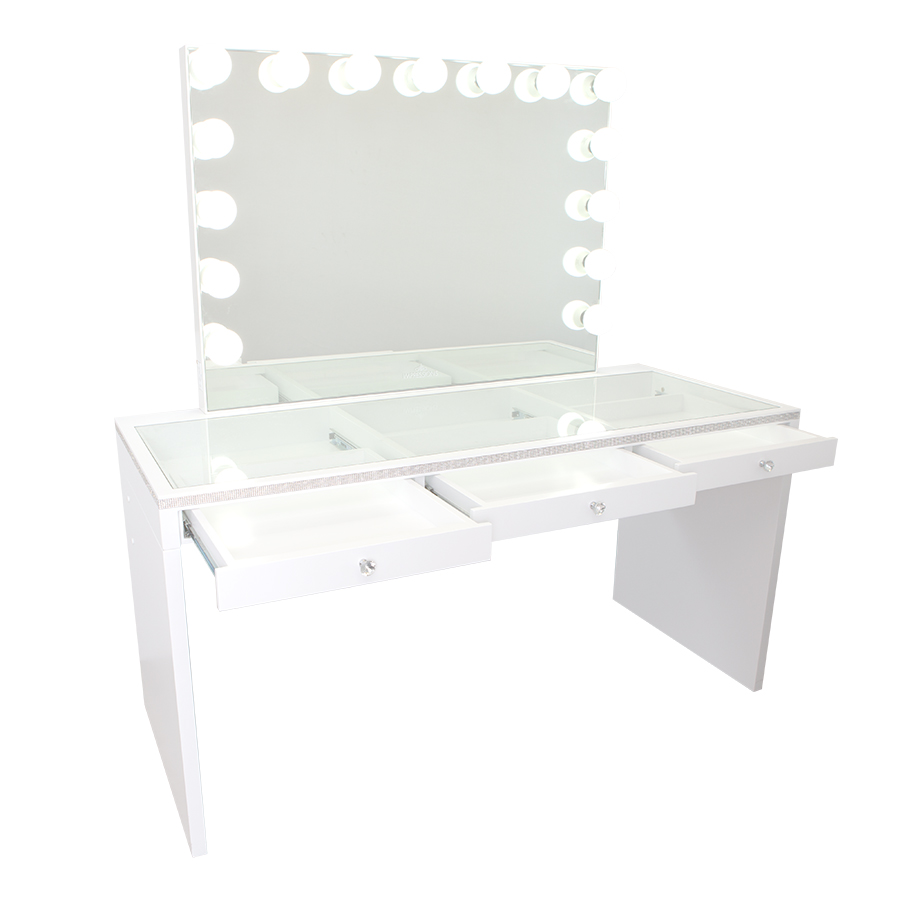 SlayStation® Pro Premium Crystal Table in White