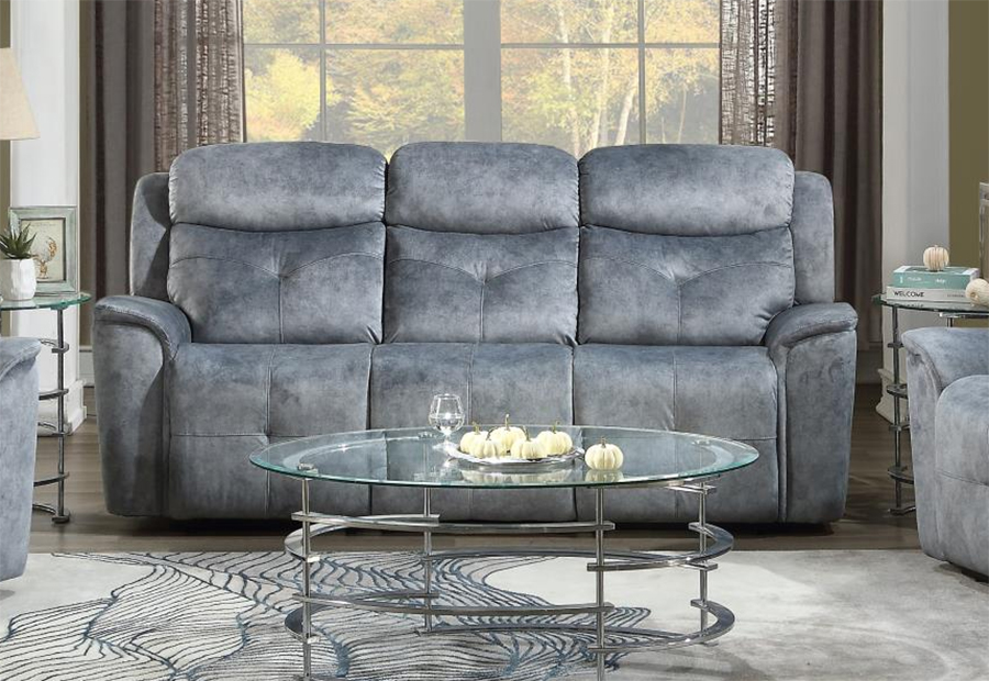 Silver Gray Fabric Reclining Sofa