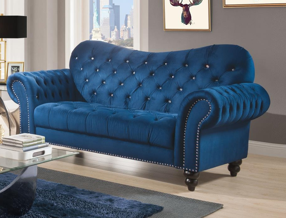 Navy Blue Velvet Sofa
