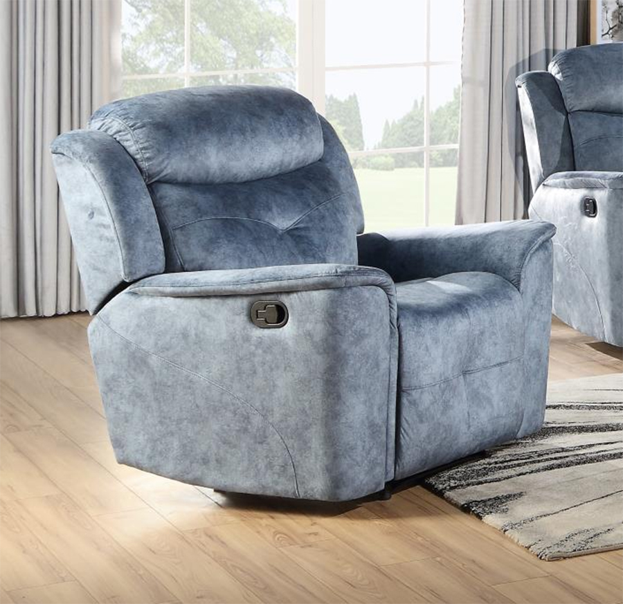 Silver Blue Fabric Recliner