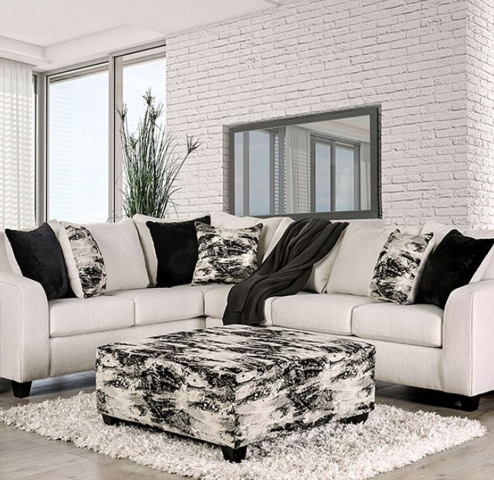 Ivory Sectional W/Ottoman