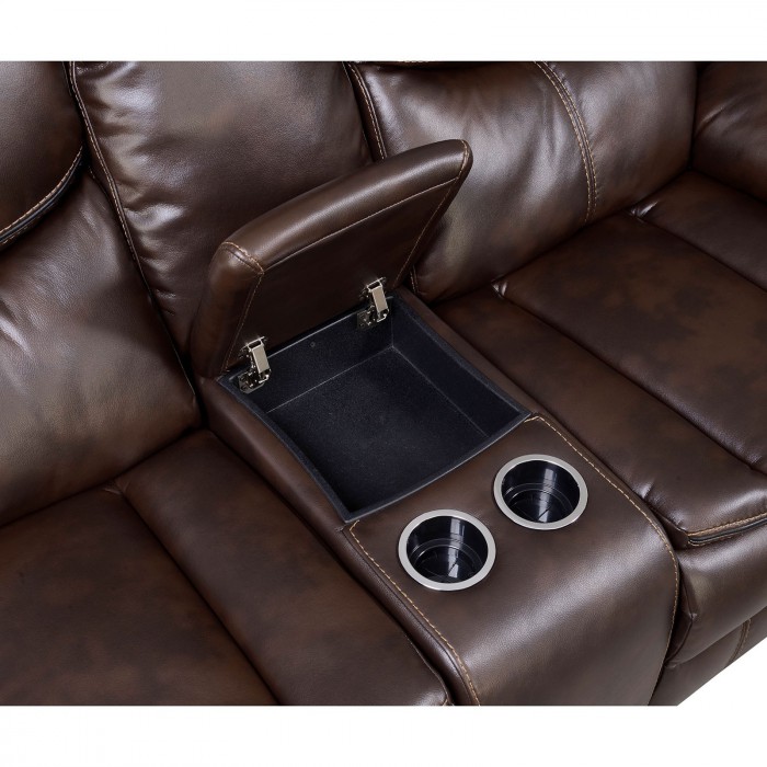 Brown Middle Console w/ Storage and Cupholders