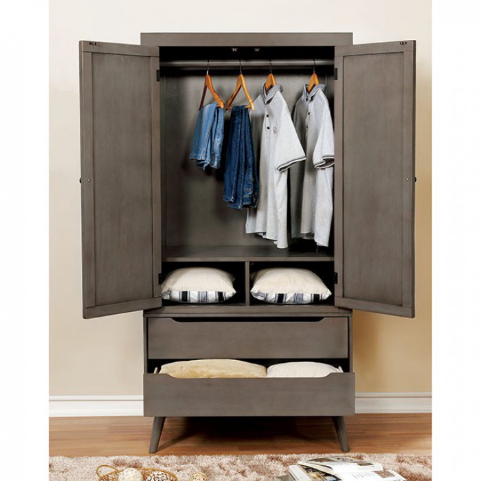 Gray Armoire Opened
