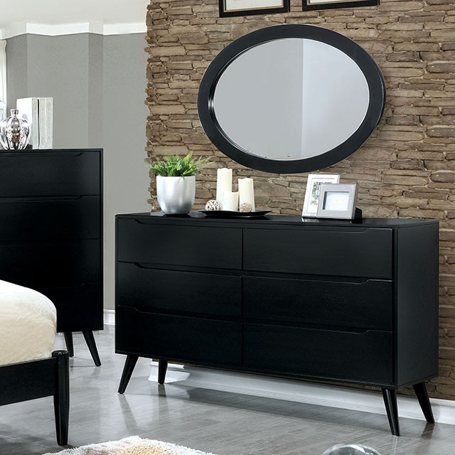 Black Dresser + Oval Mirror