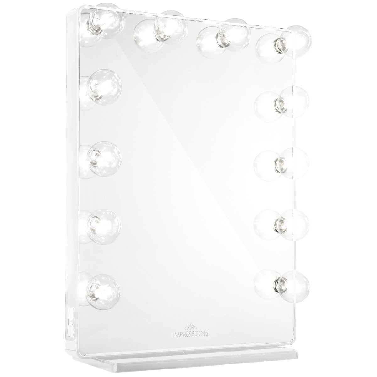 White Vanity Mirror w/ Clear LED Light Bulbs