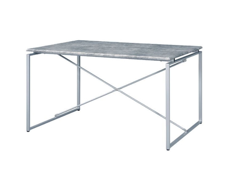 Faux Concrete & Silver Table