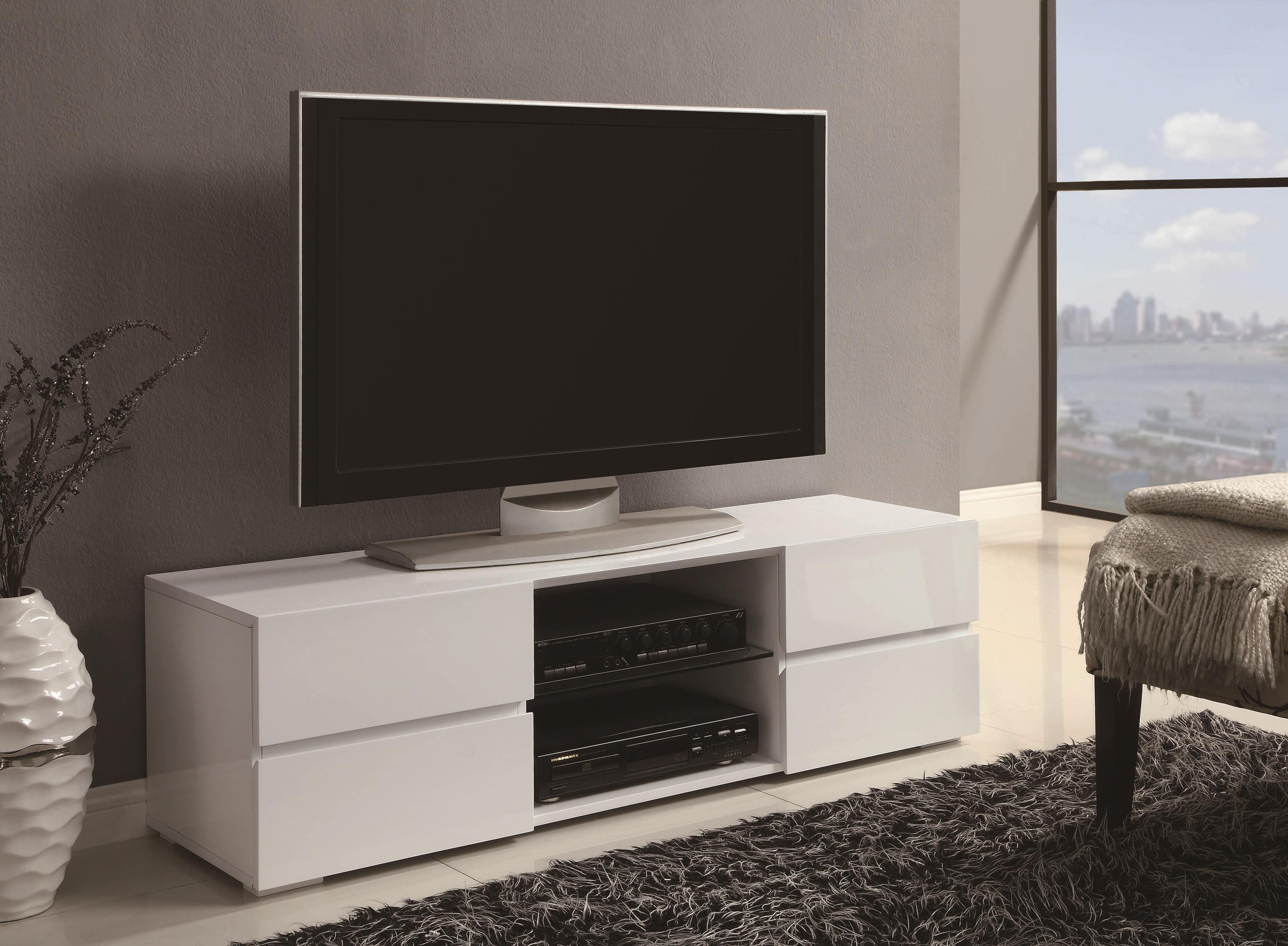 Glossy White TV Console
