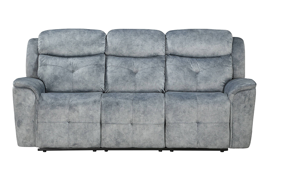 Silver Gray Fabric Reclining Sofa Front