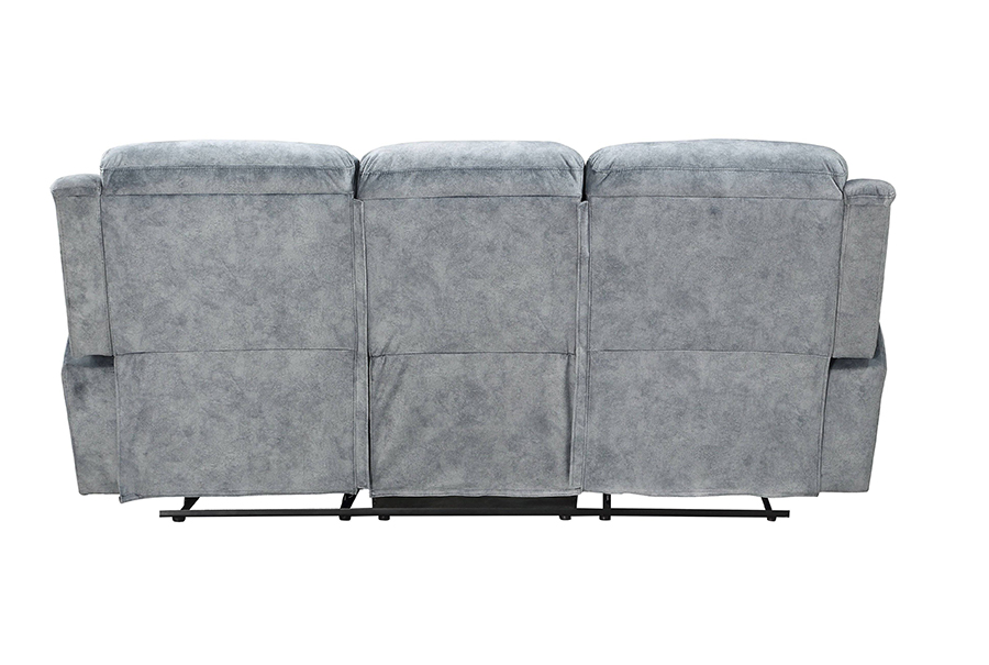 Silver Gray Fabric Reclining Sofa Back