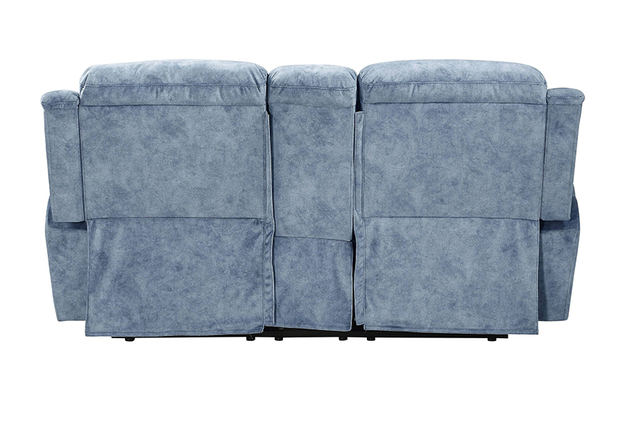 Silver Blue Fabric Reclining Loveseat Back