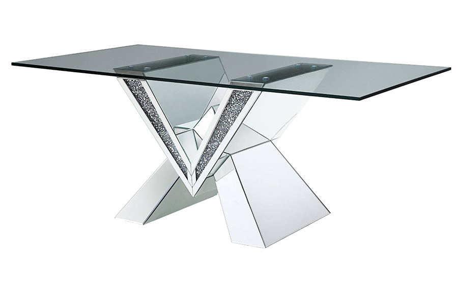 Dining Table Mirrored Based Angle