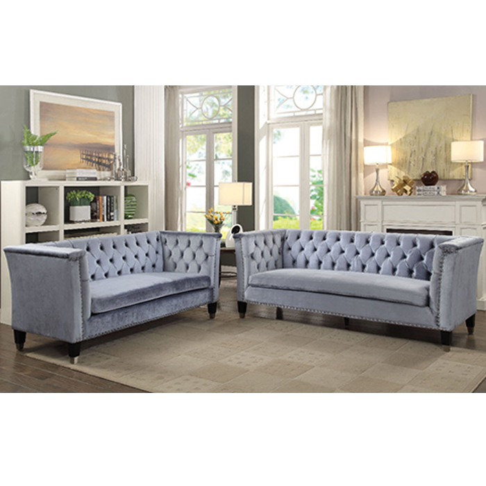 Honor Blue-Gray Velvet Sofa